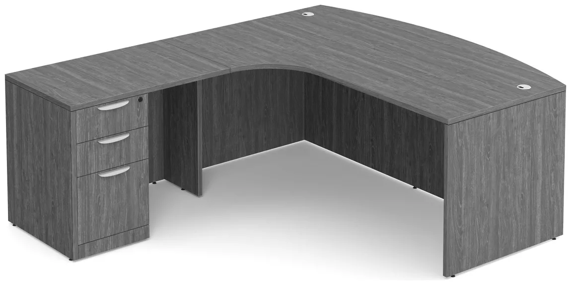 Modern L Shape Desk with Bow Front
