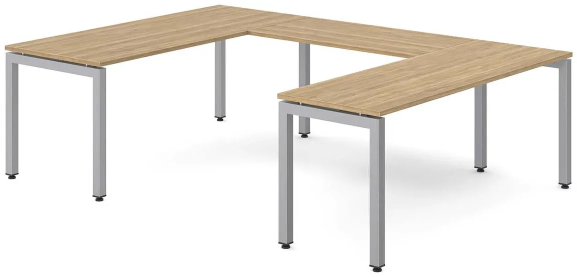 U Shaped Desk with Metal Legs