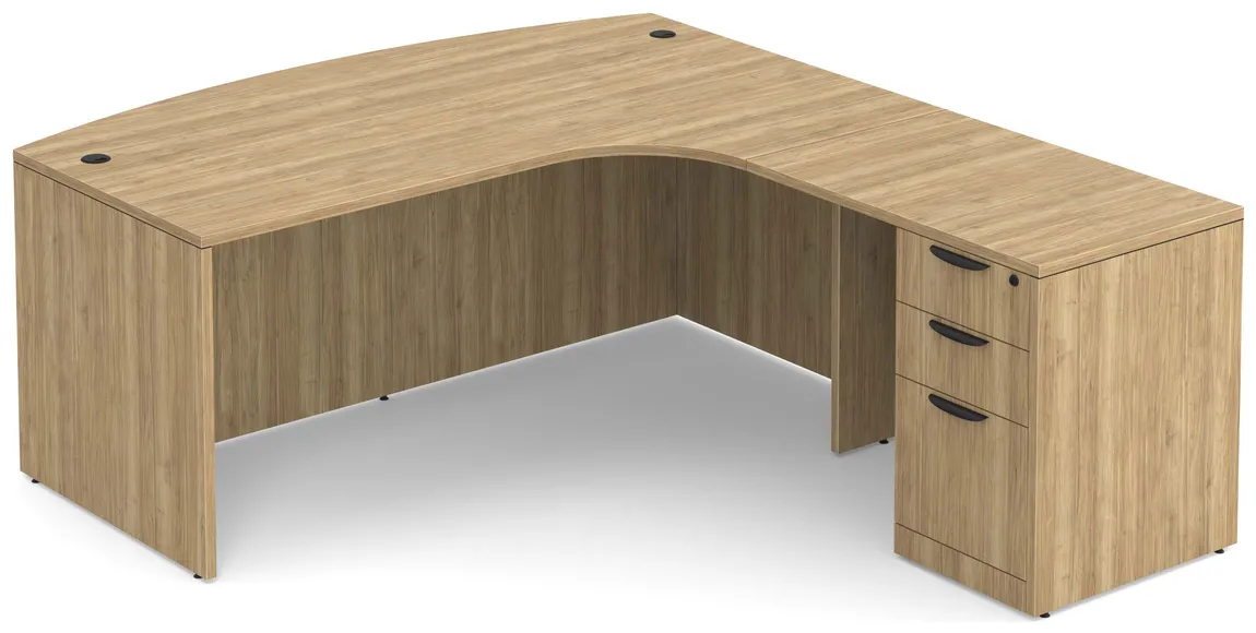 Modern L Shape Desk with Bow Front