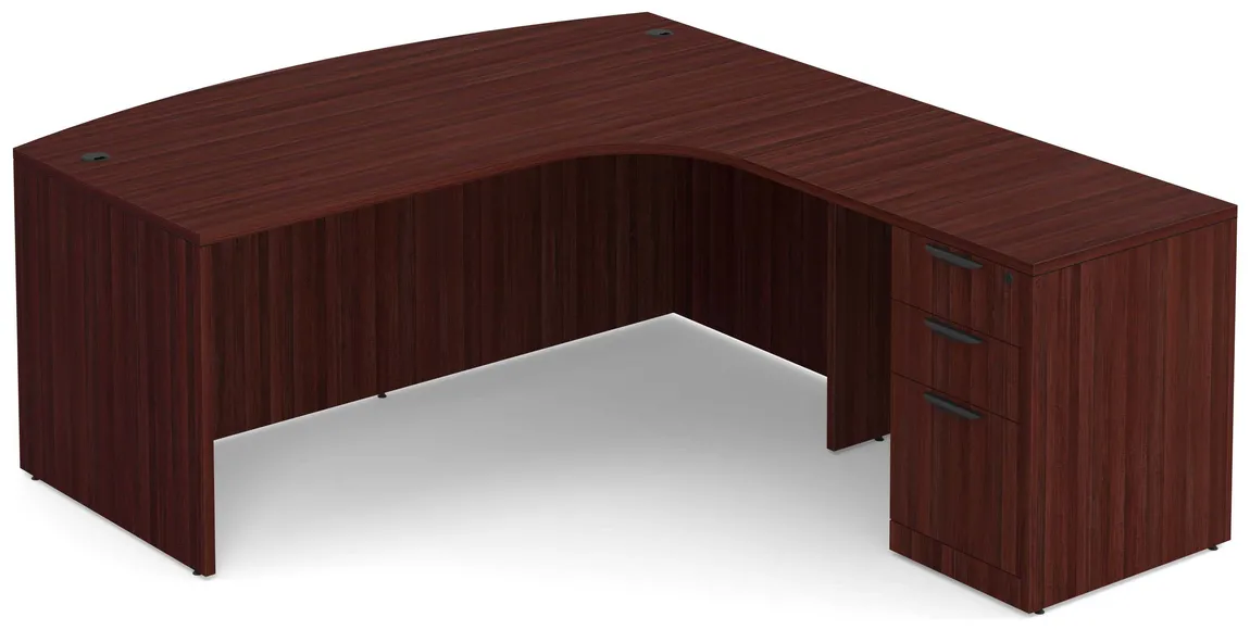 Modern L Shape Desk with Bow Front