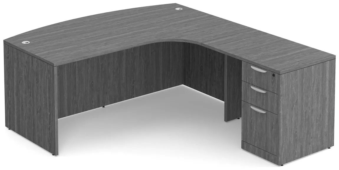 Modern L Shape Desk with Bow Front