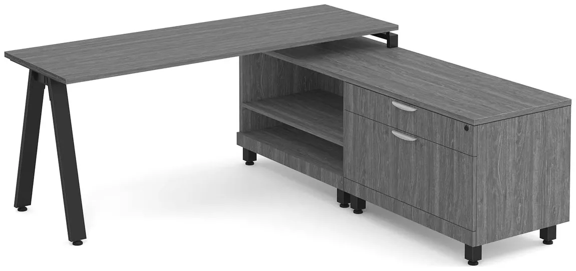 L Shaped Desk with Metal Legs