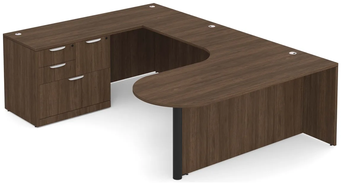 U Shaped Office Desk with Peninsula Extension