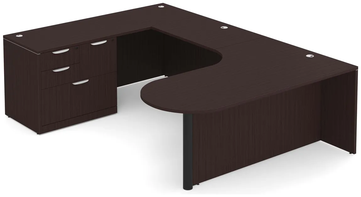 U Shaped Office Desk with Peninsula Extension