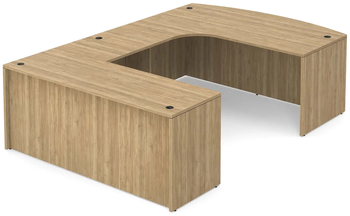 Bow Front U-Shaped Desk with Drawers