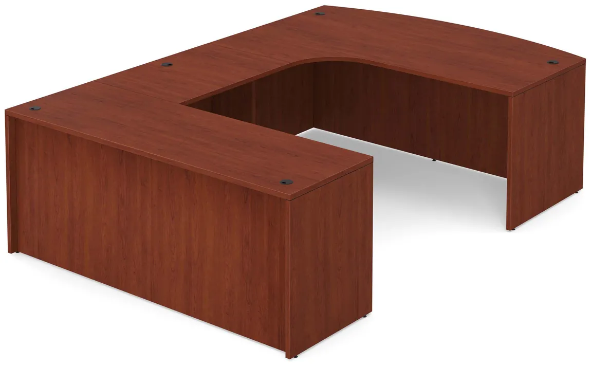 Bow Front U-Shaped Desk with Drawers