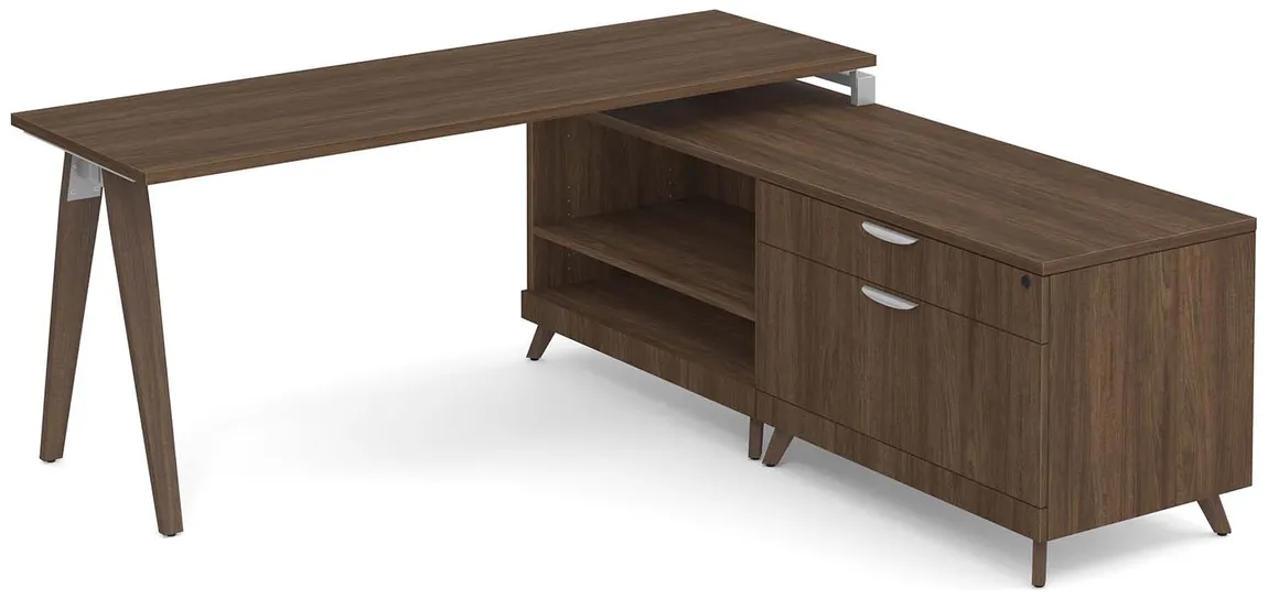 L Shaped Desk with Wood Legs