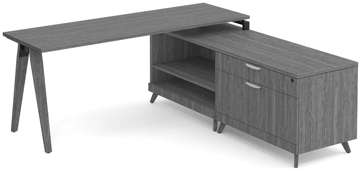 L Shaped Desk with Wood Legs