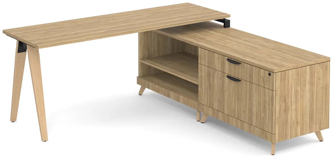 L Shaped Desk with Wood Legs