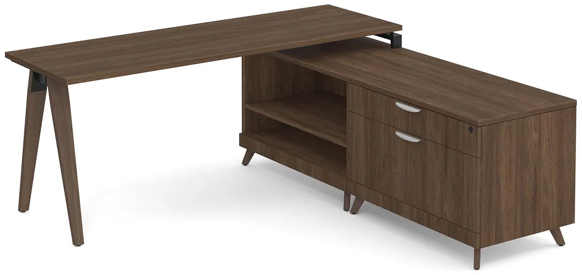 L Shaped Desk with Wood Legs