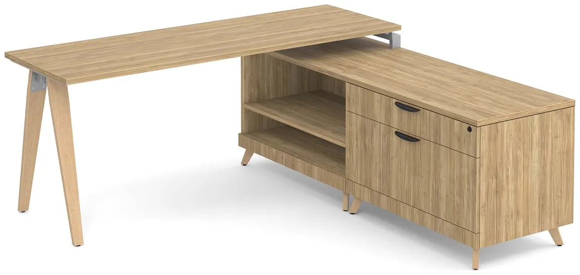 L Shaped Desk with Wood Legs