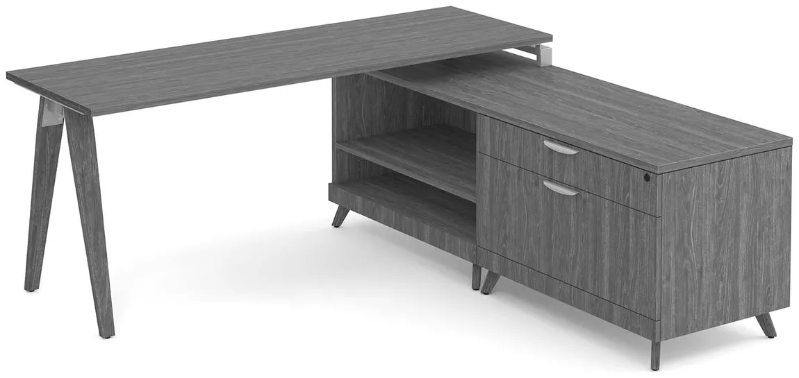 L Shaped Desk with Wood Legs