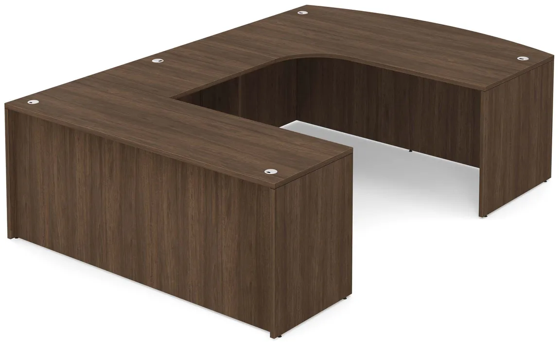 Bow Front U-Shaped Desk with Drawers
