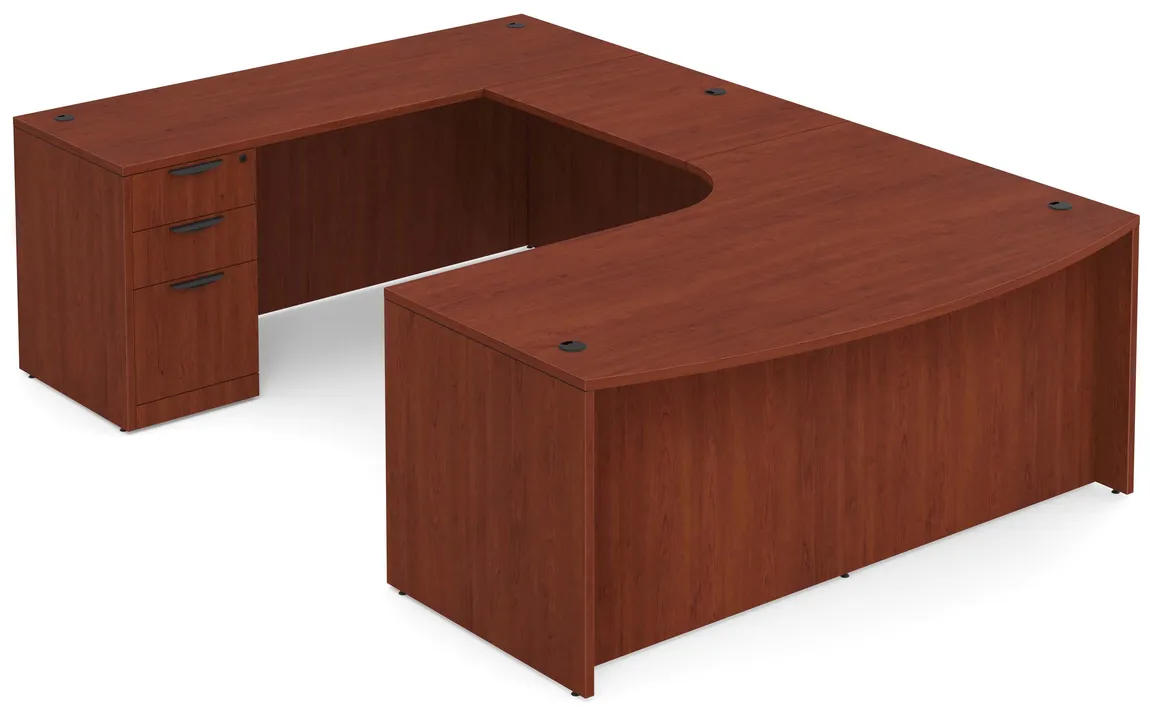 Bow Front U-Shaped Desk with Drawers