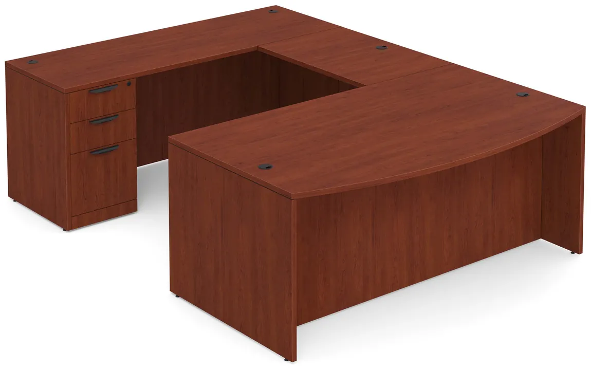 Bow Front U-Shaped Desk with Credenza Back