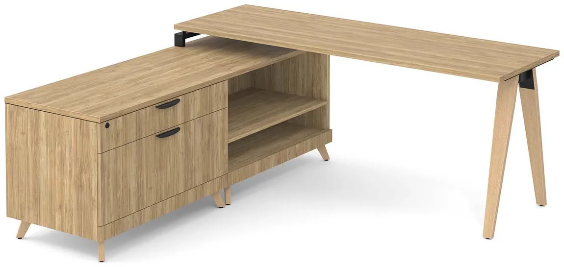 L Shaped Desk with Wood Legs