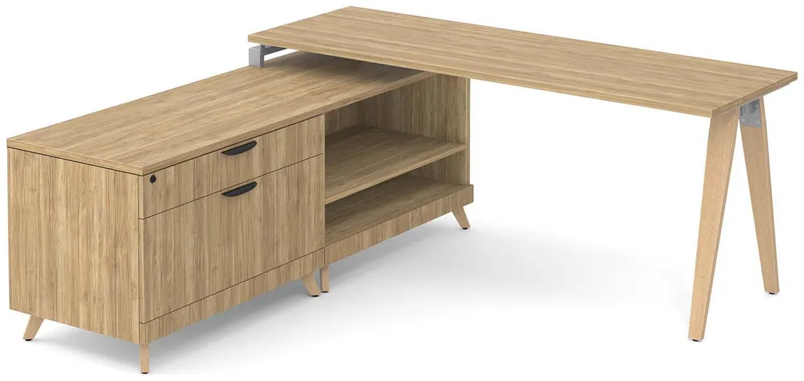 L Shaped Desk with Wood Legs