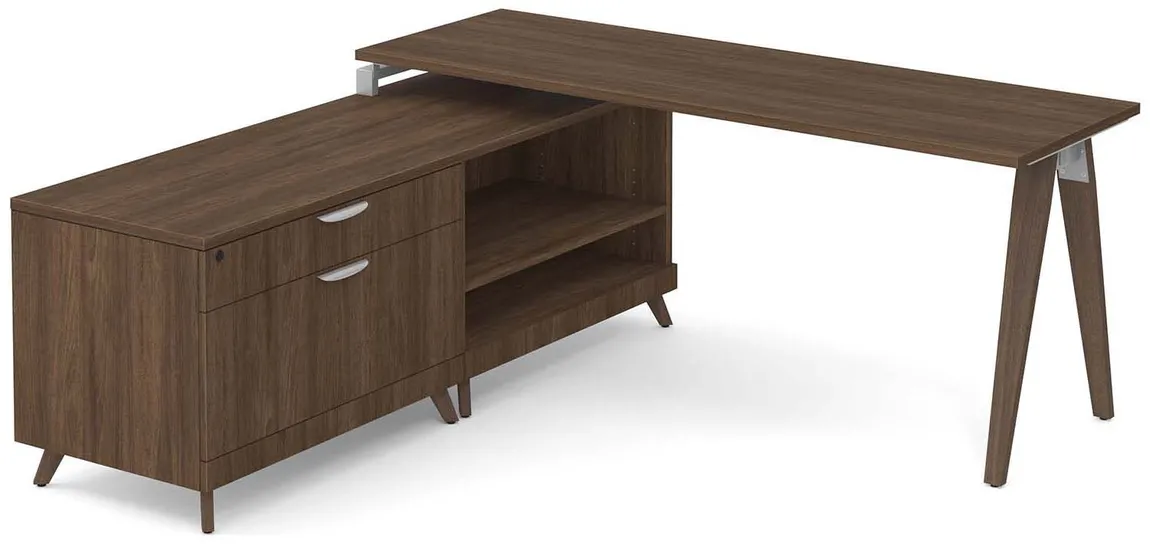 L Shaped Desk with Wood Legs