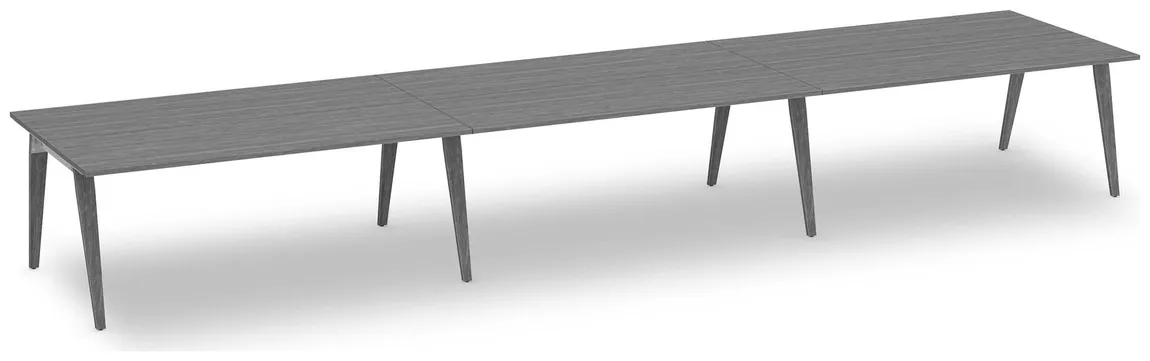 6 Person Workstation with Wood Legs