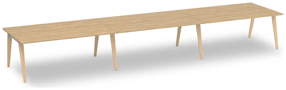 6 Person Workstation with Wood Legs