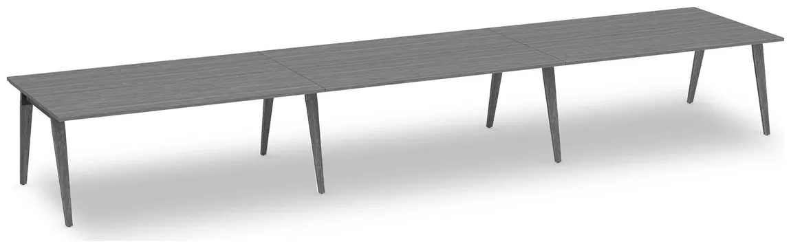 6 Person Workstation with Wood Legs