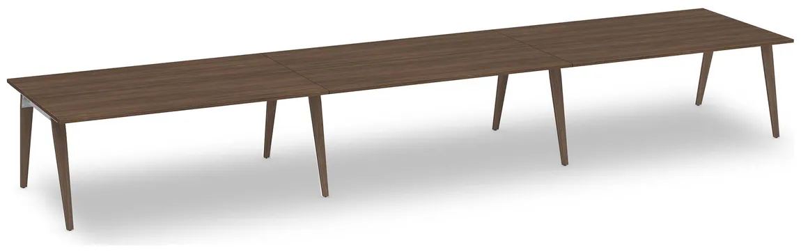 6 Person Workstation with Wood Legs