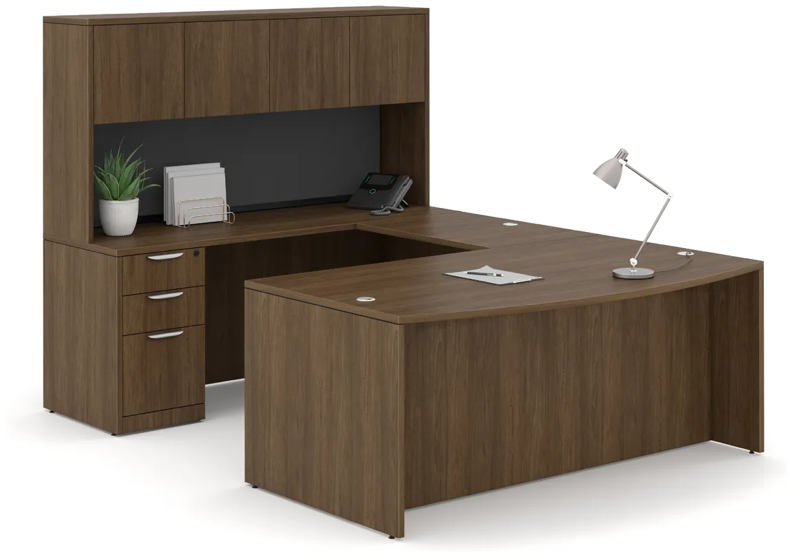 U Shaped Office Desk with Hutch