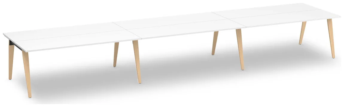 6 Person Workstation with Wood Legs