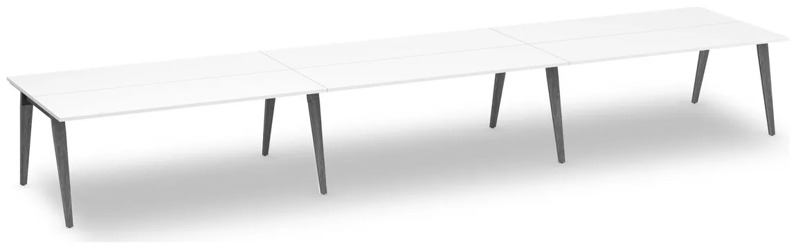 6 Person Workstation with Wood Legs