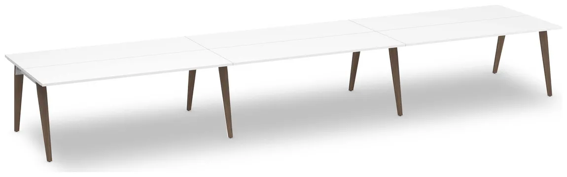 6 Person Workstation with Wood Legs