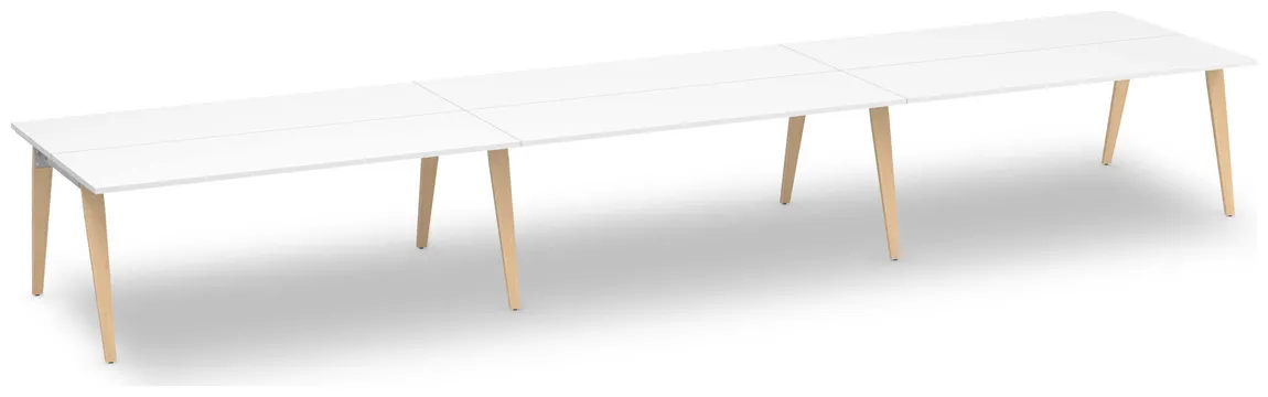 6 Person Workstation with Wood Legs