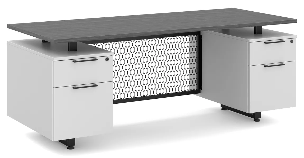 Double Pedestal Desk with Modesty Panel