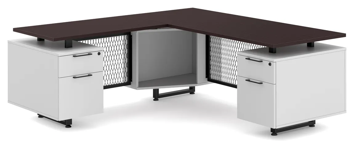 Modern L Shaped Desk with Drawers