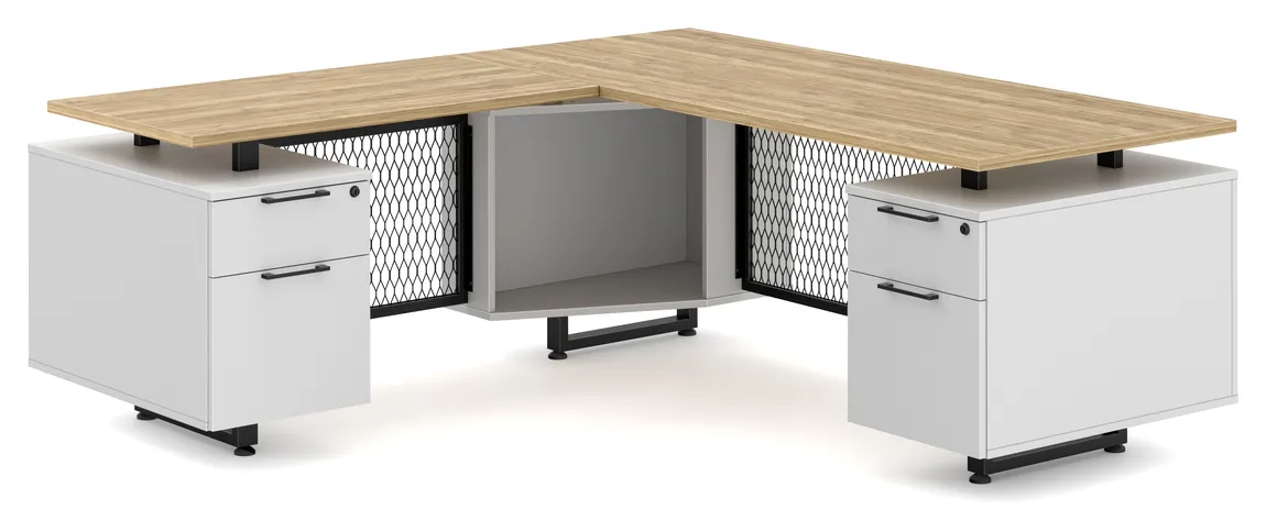 Modern L Shaped Desk with Drawers