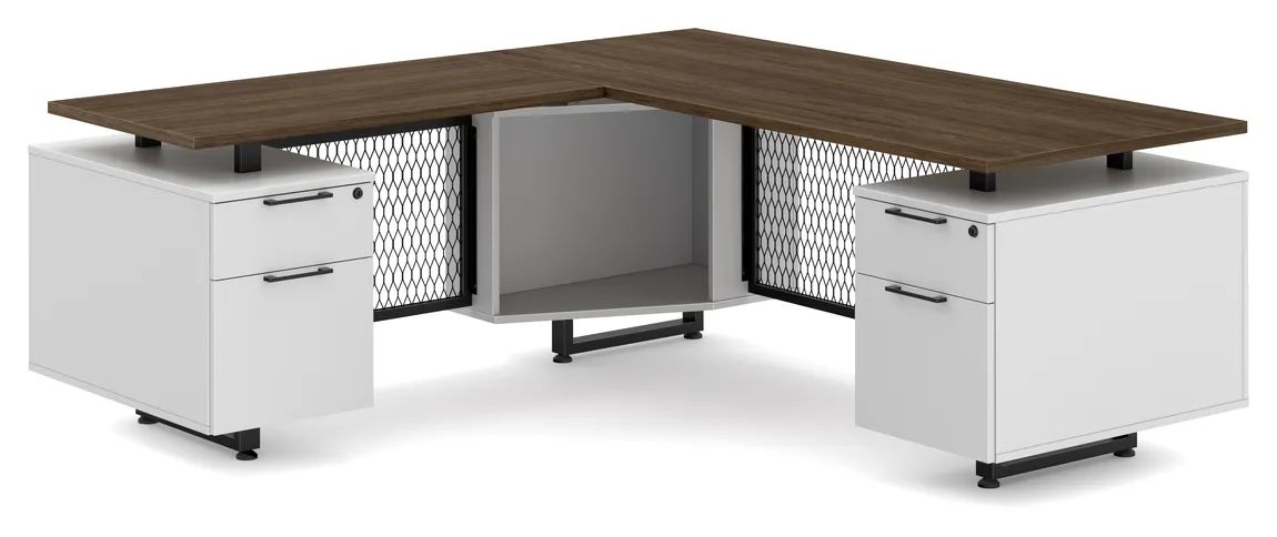 Modern L Shaped Desk with Drawers