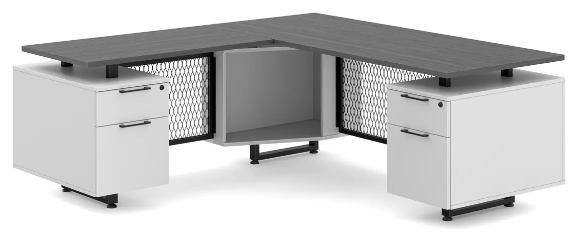Modern L Shaped Desk with Drawers