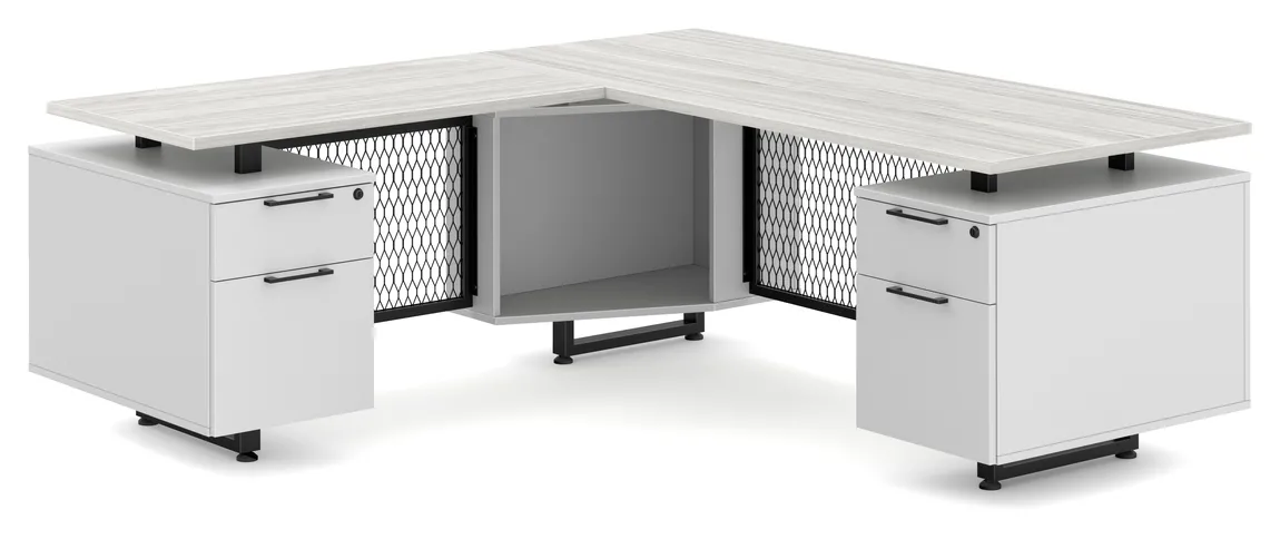 Modern L Shaped Desk with Drawers