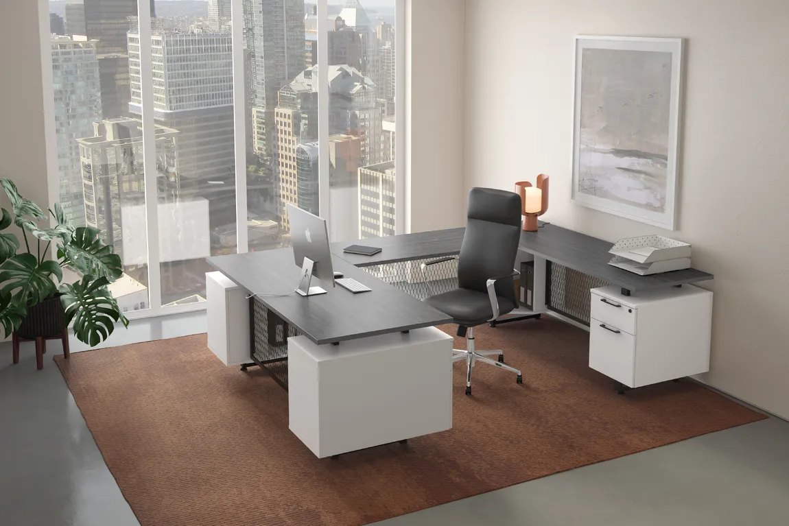 Modern U Shaped Desk with Drawers