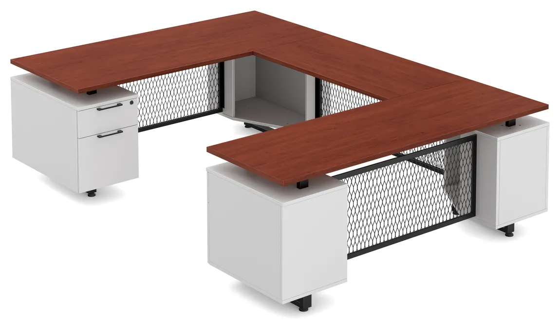 Modern U Shaped Desk with Drawers
