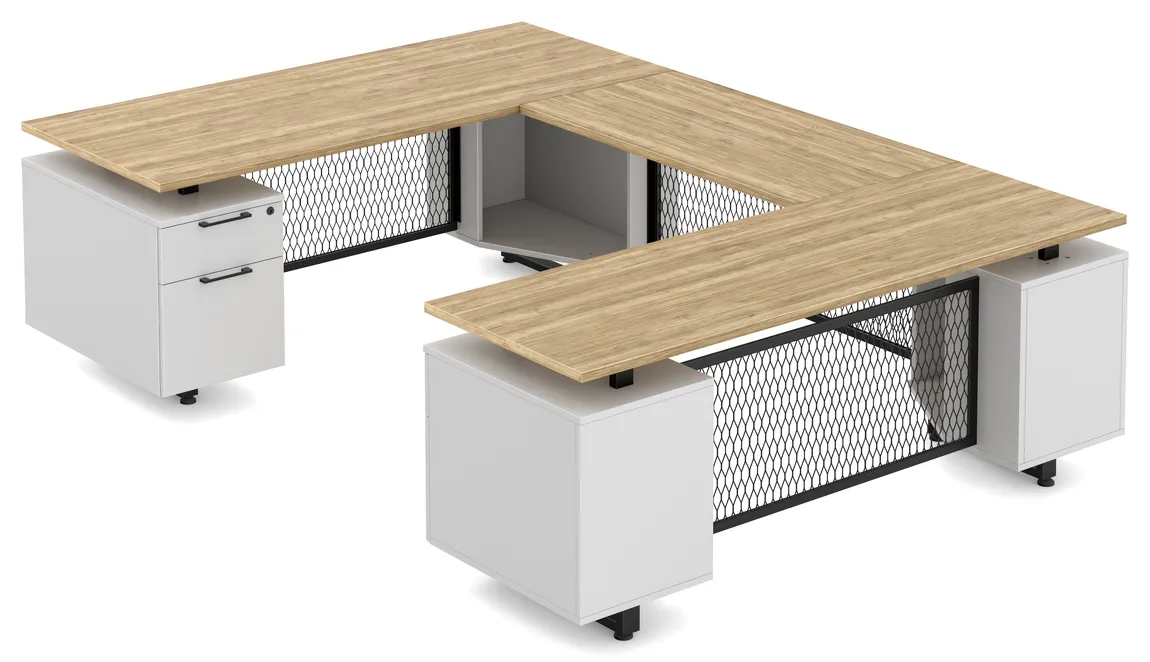 Modern U Shaped Desk with Drawers