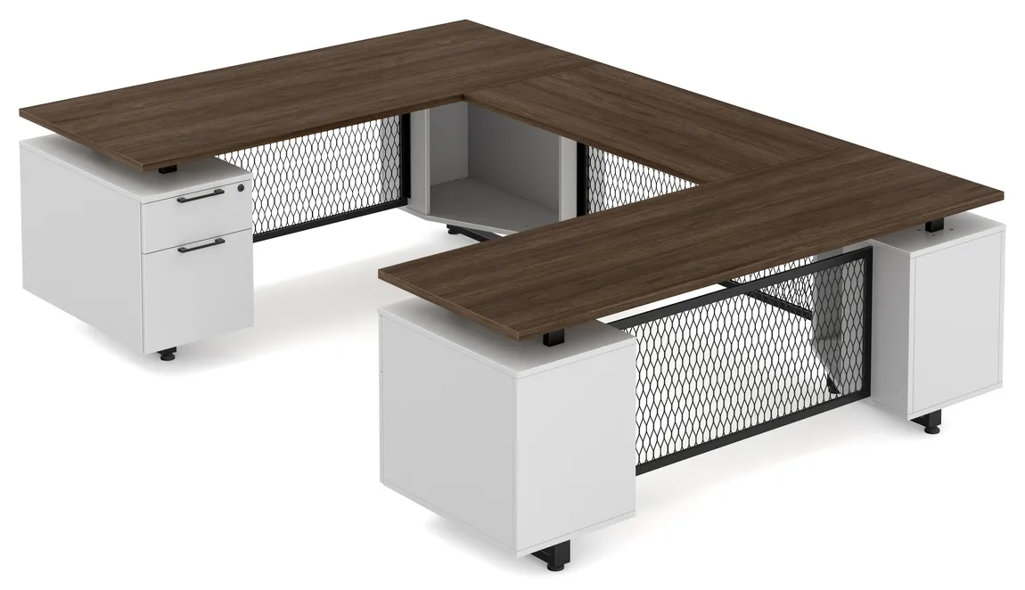 Modern U Shaped Desk with Drawers