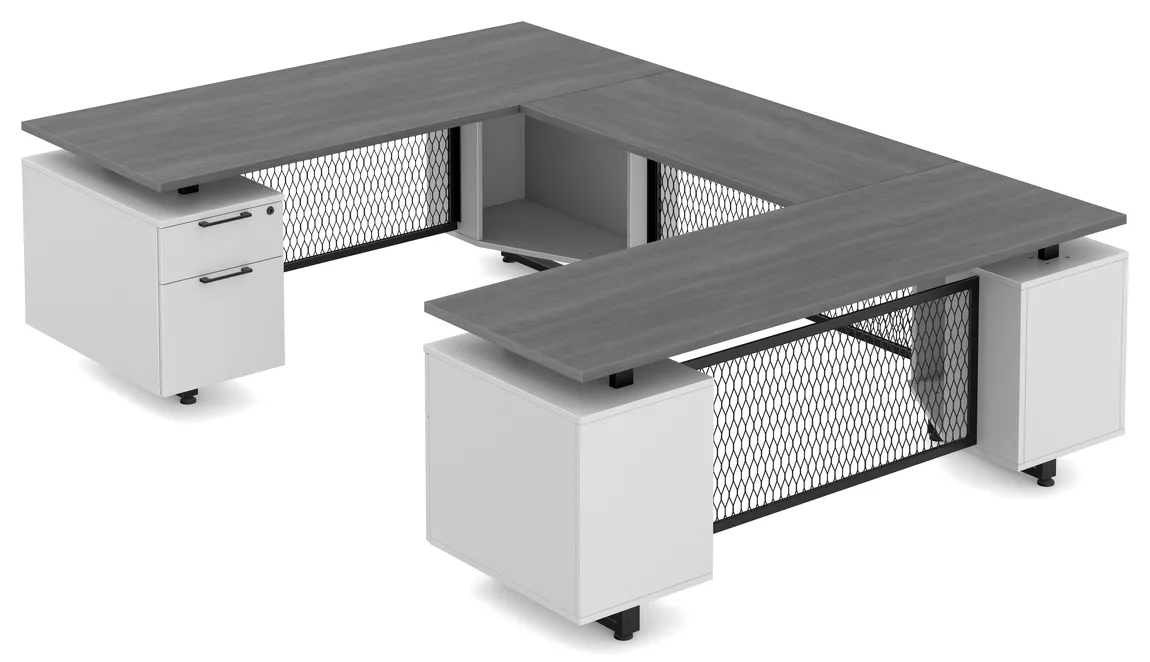 Modern U Shaped Desk with Drawers