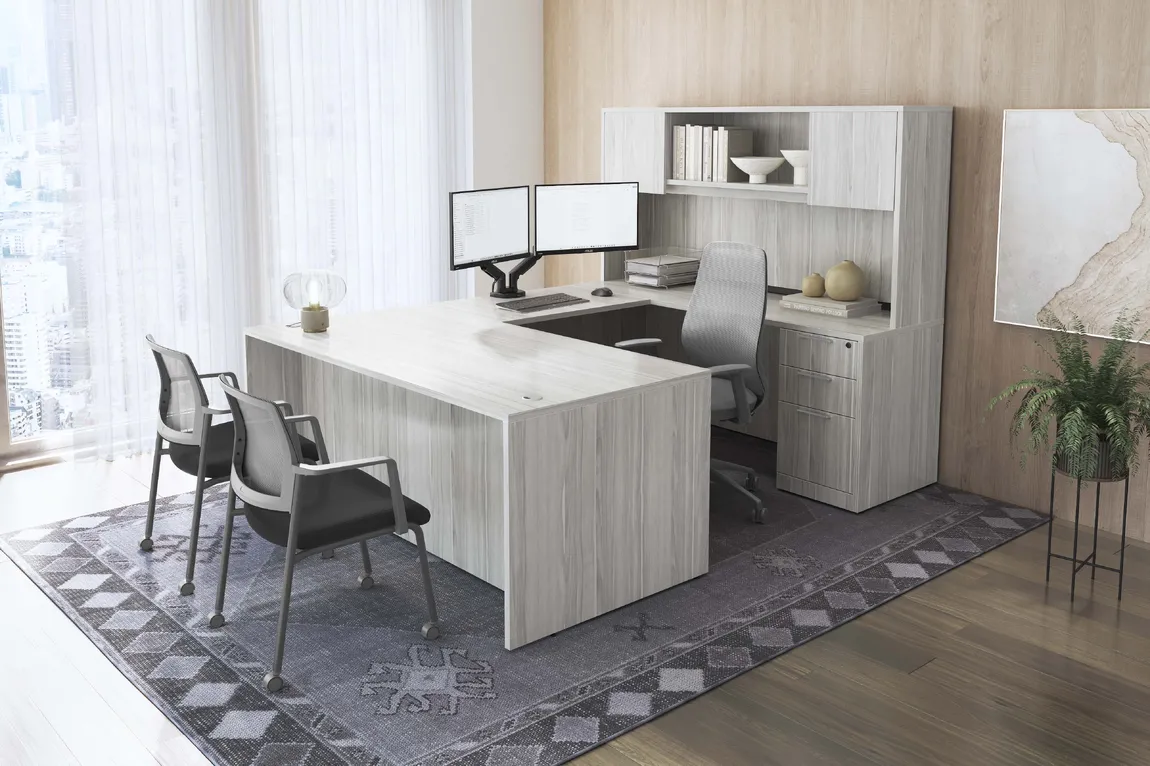 U Shaped Desk with Hutch