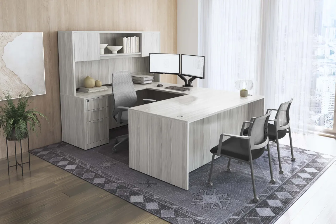 U Shaped Desk with Hutch