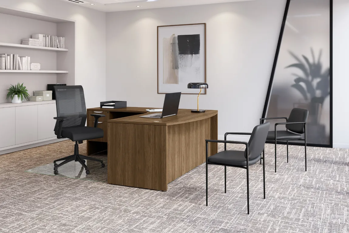 Bow Front L Shaped Desk