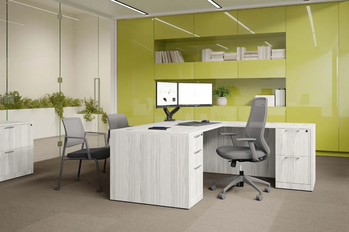 L Shaped Desk with Drawers 