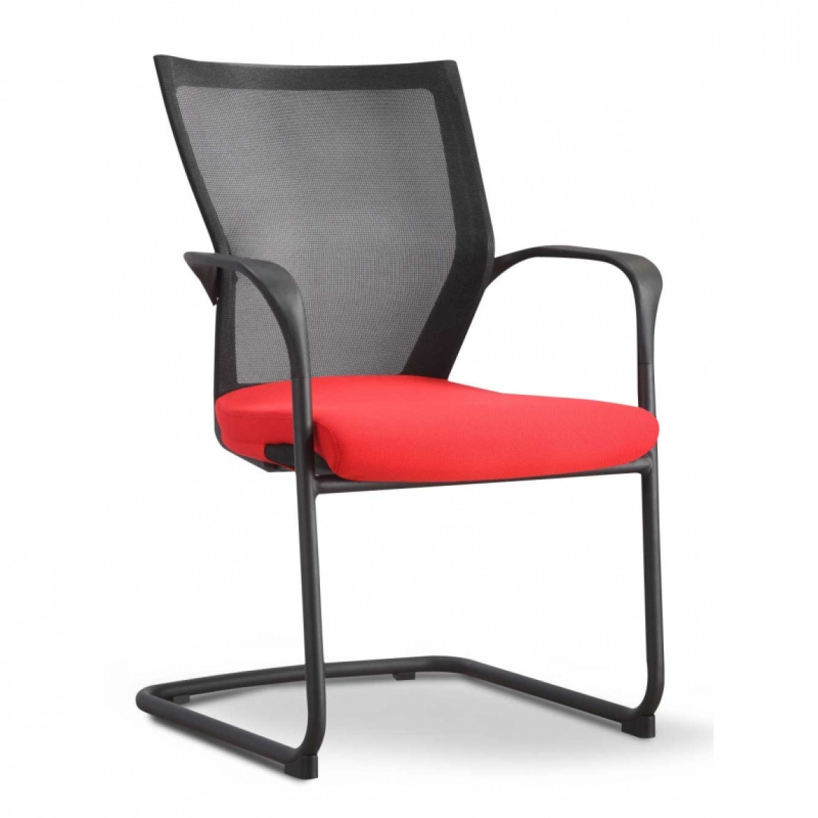 Stacking Guest Chair With Red Seat Cover
