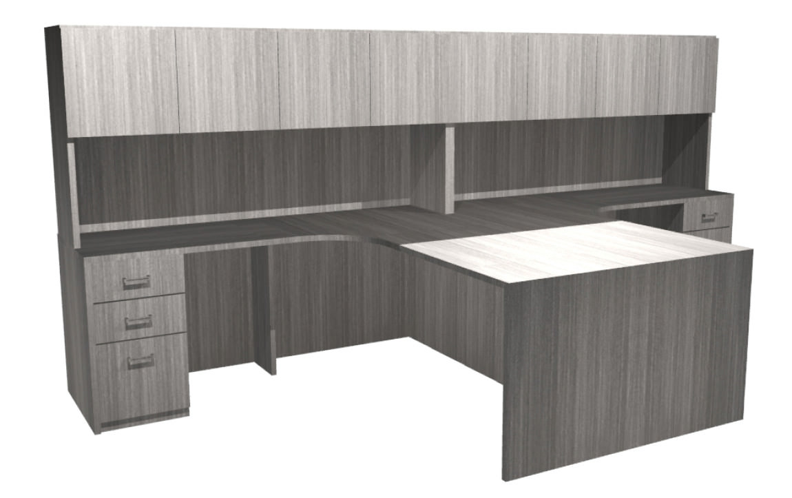 T shaped Two Person Desk With Hutch