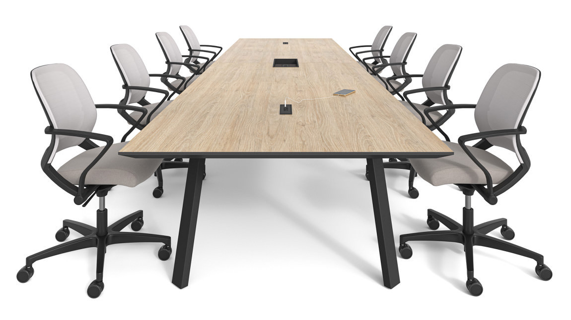 Rectangular Conference Table With Metal Legs