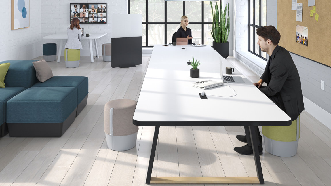  Rectangular Conference Table With Power Modules